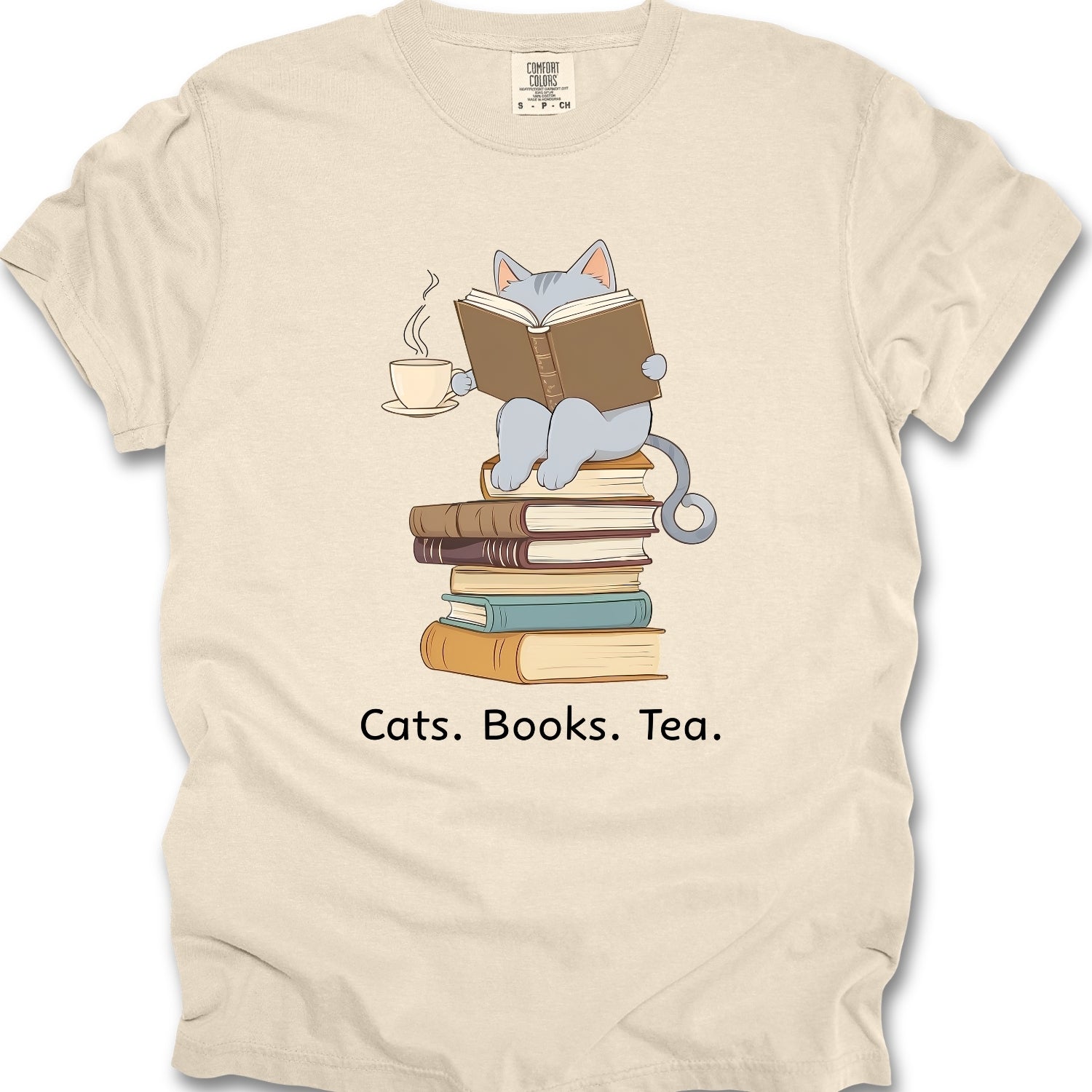Cats Books Tea Shirt