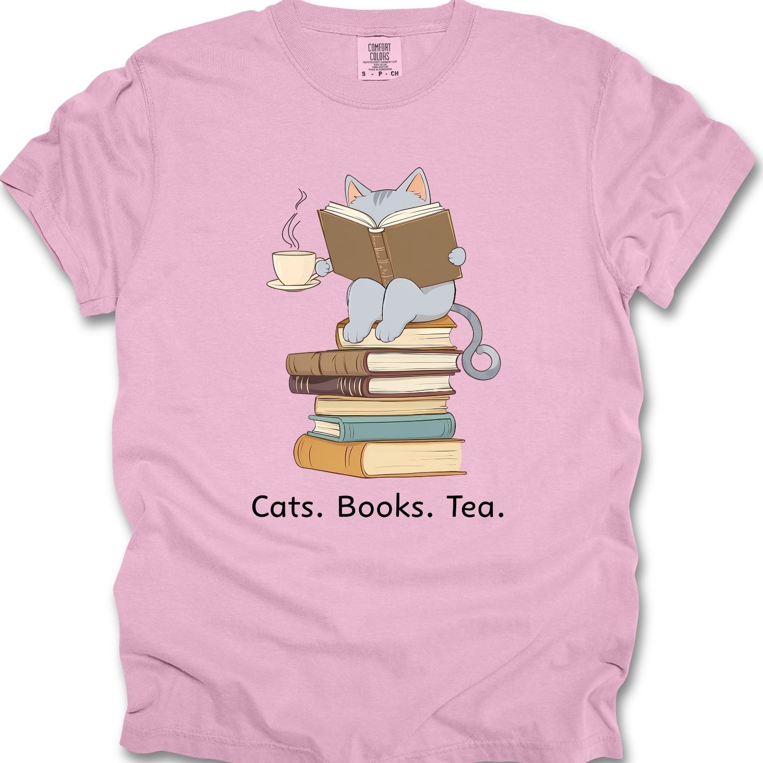 Cats Books Tea Shirt