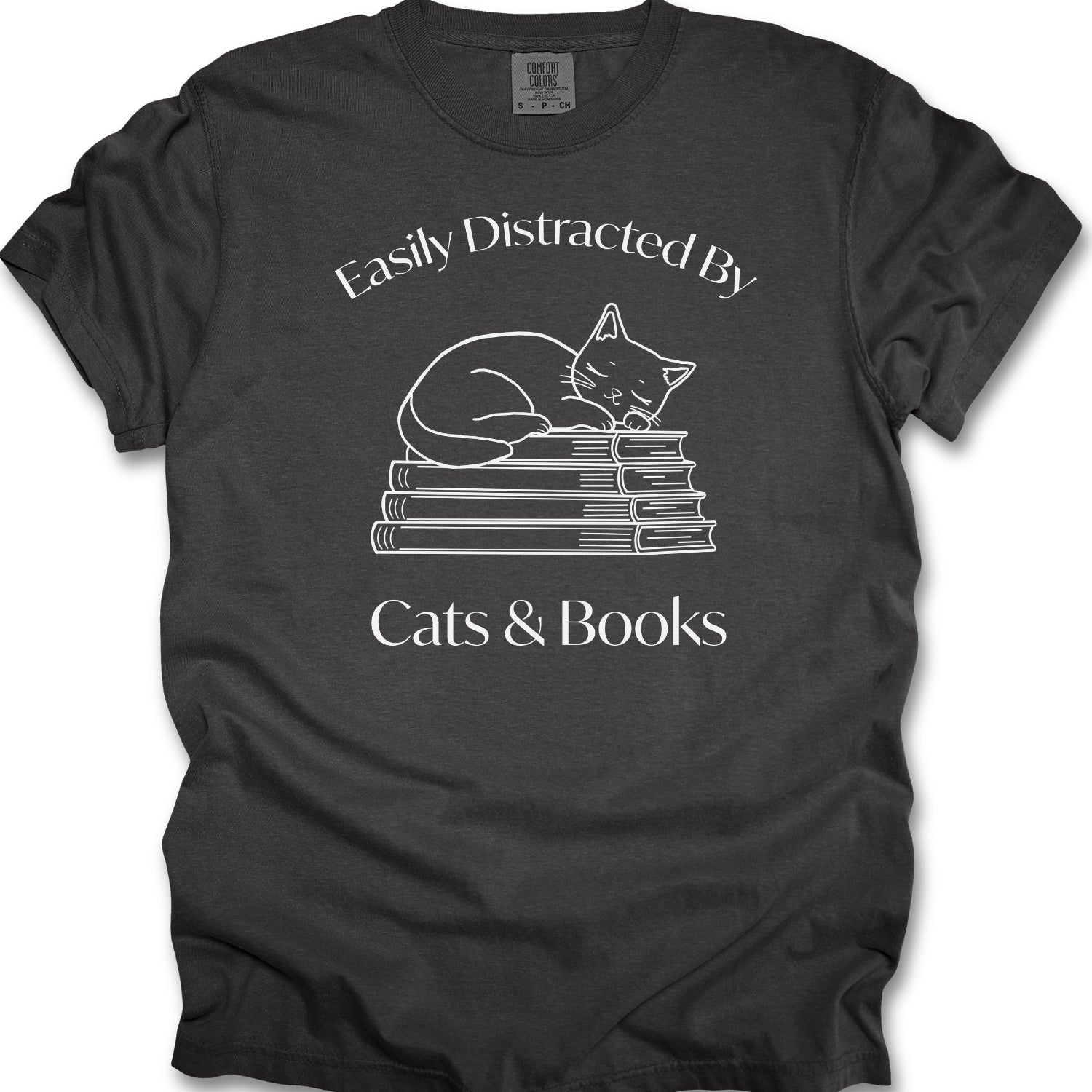 Easily Distracted by Cats & Books T-shirt