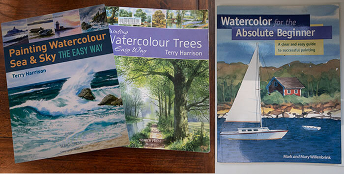 These are some of the books I referenced when I learned to paint with watercolors.